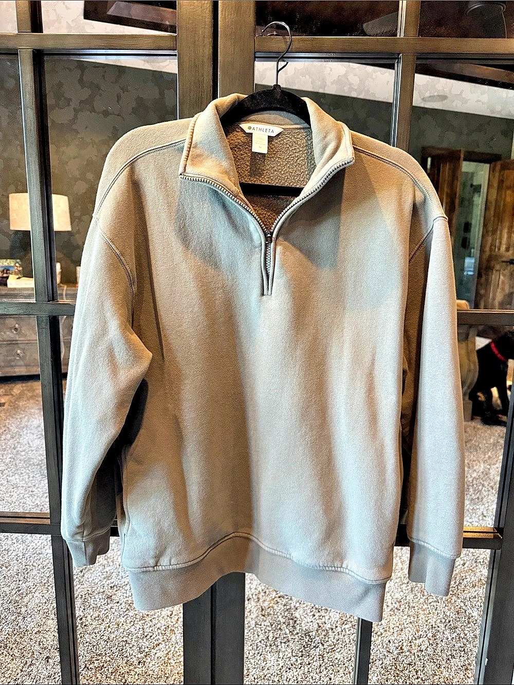 Athleta Cozy Karma 1/2 Zip Sweatshirt Taupe Medium